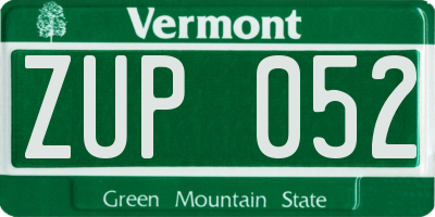 VT license plate ZUP052