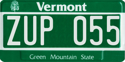 VT license plate ZUP055