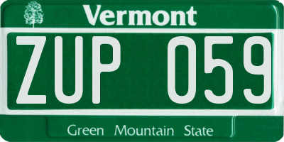 VT license plate ZUP059