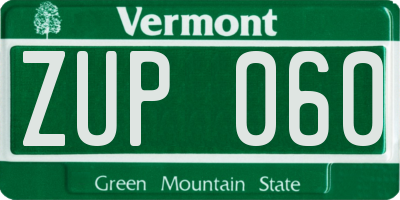 VT license plate ZUP060