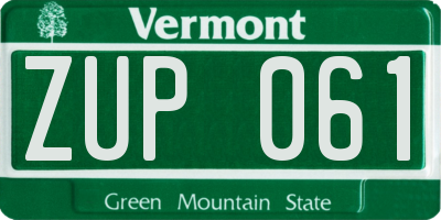 VT license plate ZUP061