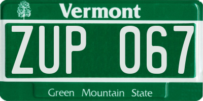 VT license plate ZUP067
