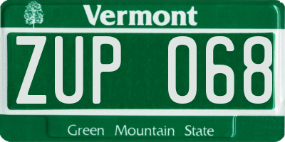 VT license plate ZUP068
