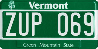 VT license plate ZUP069