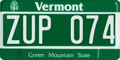 VT license plate ZUP074