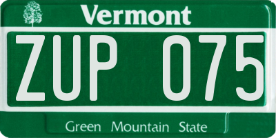 VT license plate ZUP075