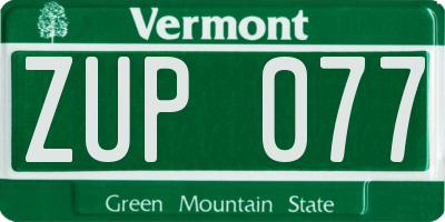 VT license plate ZUP077