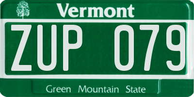 VT license plate ZUP079