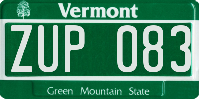 VT license plate ZUP083
