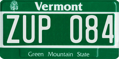 VT license plate ZUP084