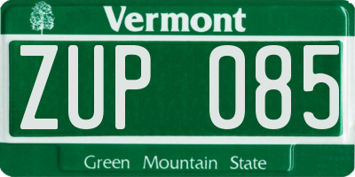 VT license plate ZUP085