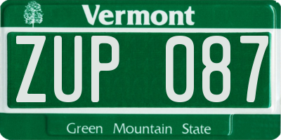 VT license plate ZUP087