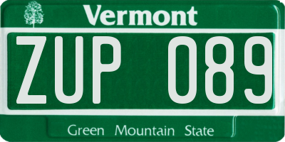 VT license plate ZUP089