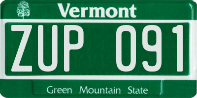 VT license plate ZUP091