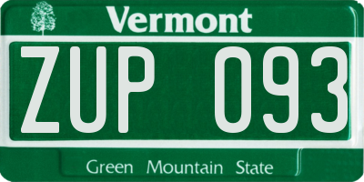 VT license plate ZUP093