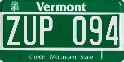 VT license plate ZUP094