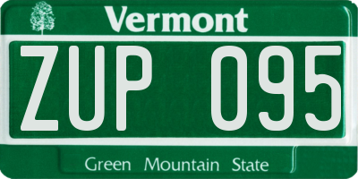 VT license plate ZUP095