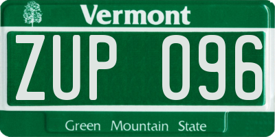 VT license plate ZUP096