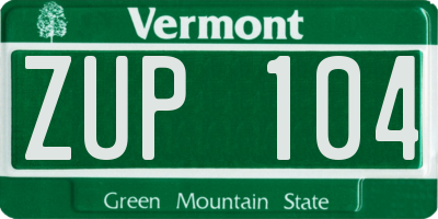 VT license plate ZUP104