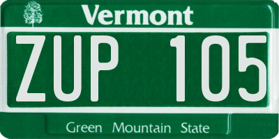 VT license plate ZUP105
