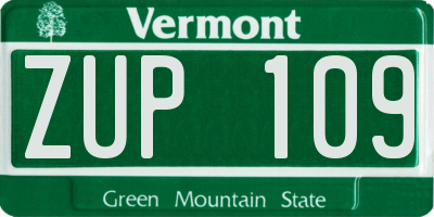 VT license plate ZUP109