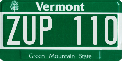 VT license plate ZUP110