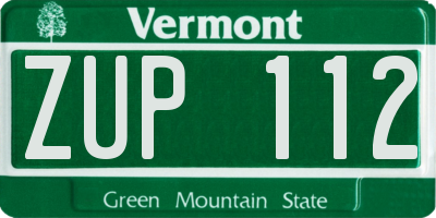 VT license plate ZUP112