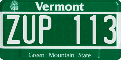 VT license plate ZUP113