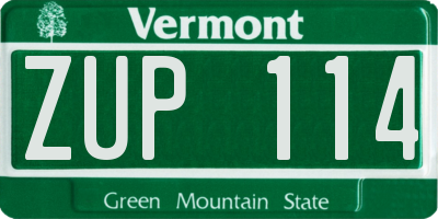 VT license plate ZUP114