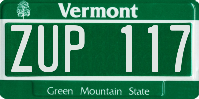 VT license plate ZUP117