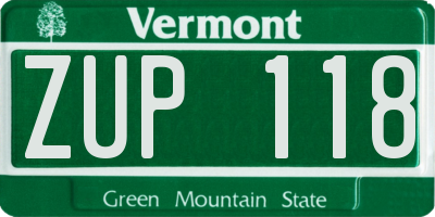 VT license plate ZUP118