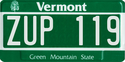 VT license plate ZUP119