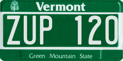 VT license plate ZUP120