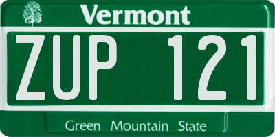 VT license plate ZUP121