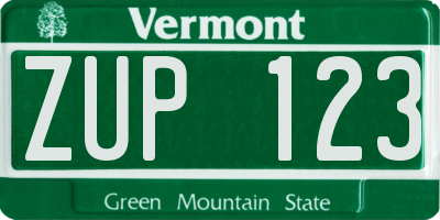 VT license plate ZUP123
