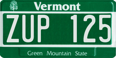 VT license plate ZUP125
