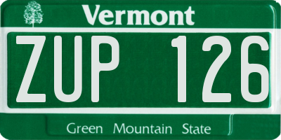 VT license plate ZUP126