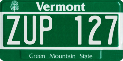 VT license plate ZUP127