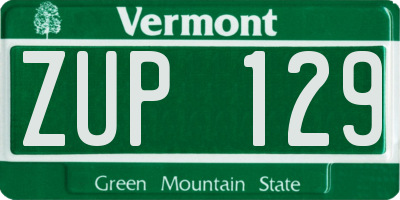 VT license plate ZUP129