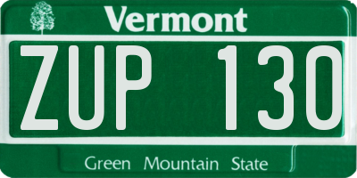 VT license plate ZUP130