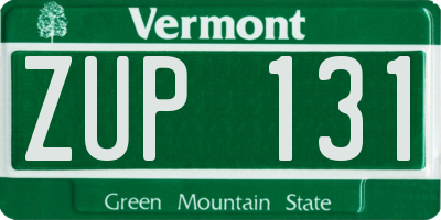 VT license plate ZUP131
