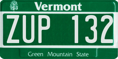 VT license plate ZUP132