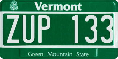 VT license plate ZUP133