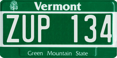 VT license plate ZUP134