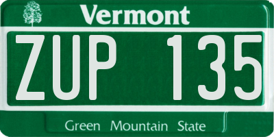 VT license plate ZUP135