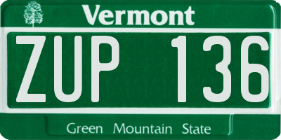 VT license plate ZUP136