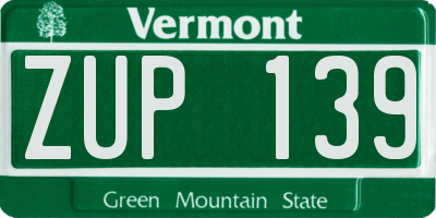 VT license plate ZUP139