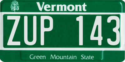 VT license plate ZUP143