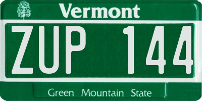 VT license plate ZUP144