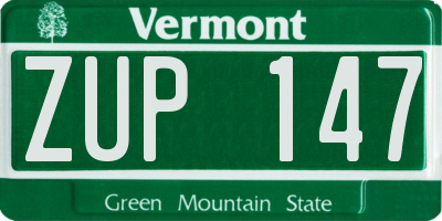 VT license plate ZUP147